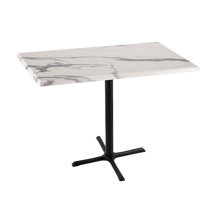 Holland Bar Stool Co 42" Tall OD211 Black Table Base 30" x 30" Foot 30" x 48" White Marble Top by the HollBar Stool Co. OD211-3042BWOD3048WM